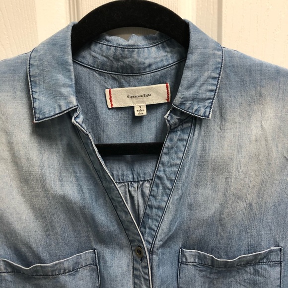 ASOS SIGNATURE 8 Belted Chambray Button Down Dress - Picture 5 of 8